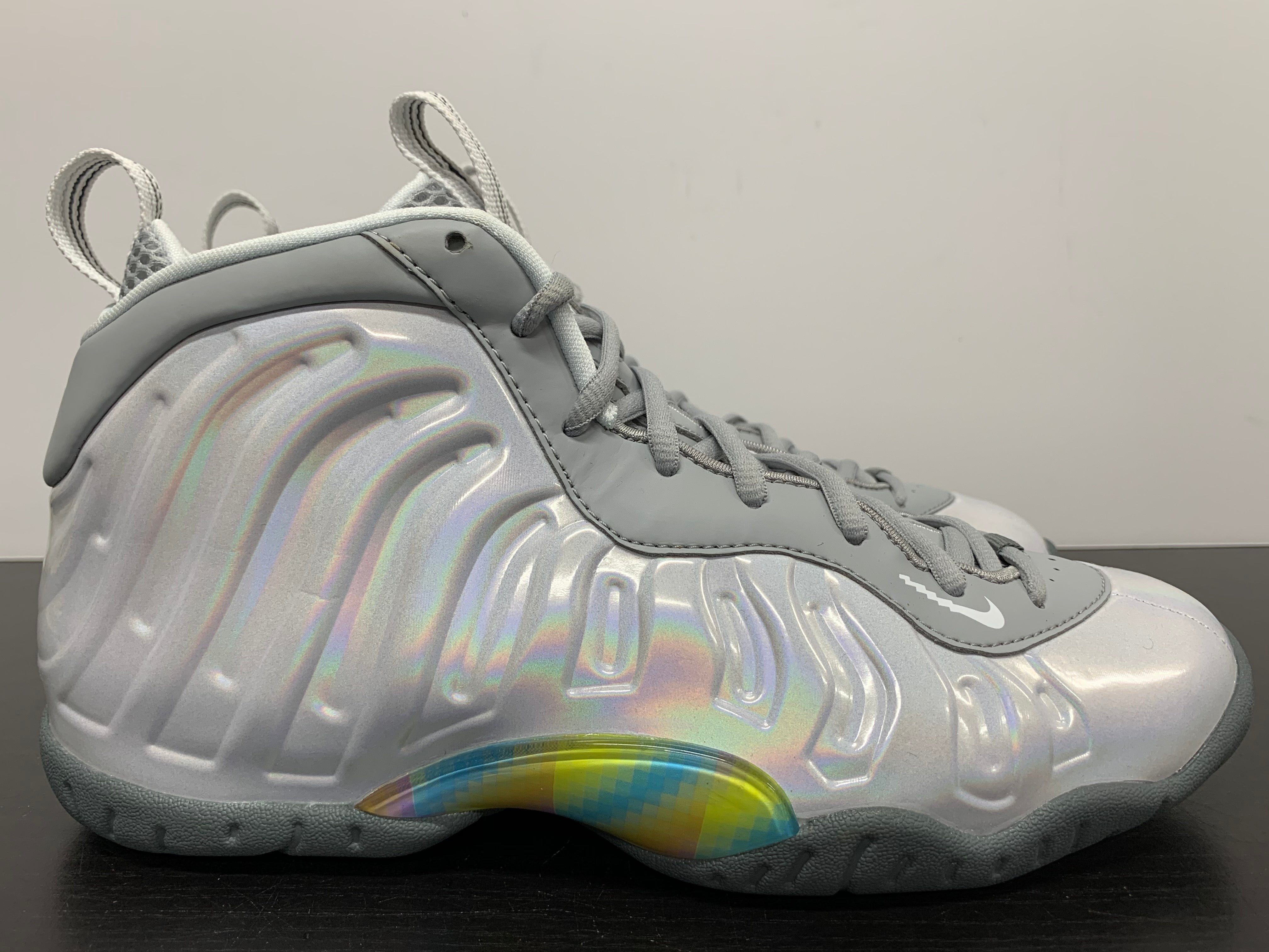 White Foamposites With Rainbow Bottoms